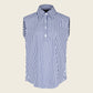 Olivia Sleeveless Blue Stripe Blouse – Italian Cotton Women’s Top