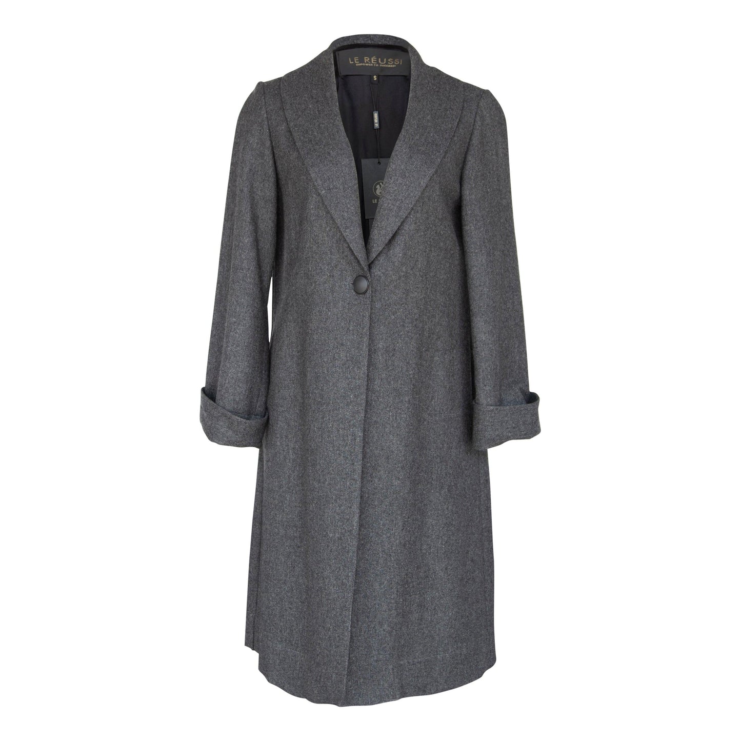 Worsted Flannel Long Trench Coat Gray Women’s Elegant Outerwear