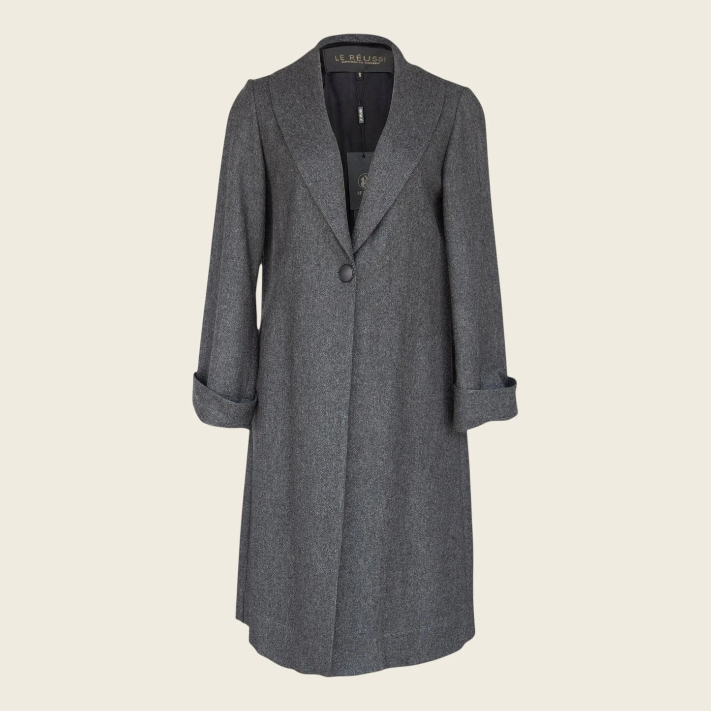 Worsted Flannel Long Trench Coat Gray Women’s Elegant Outerwear