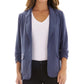 BCX Juniors' Ruched-Sleeve Open-Front Blazer Navy Size Small