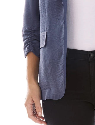 BCX Juniors' Ruched-Sleeve Open-Front Blazer Navy Size Small