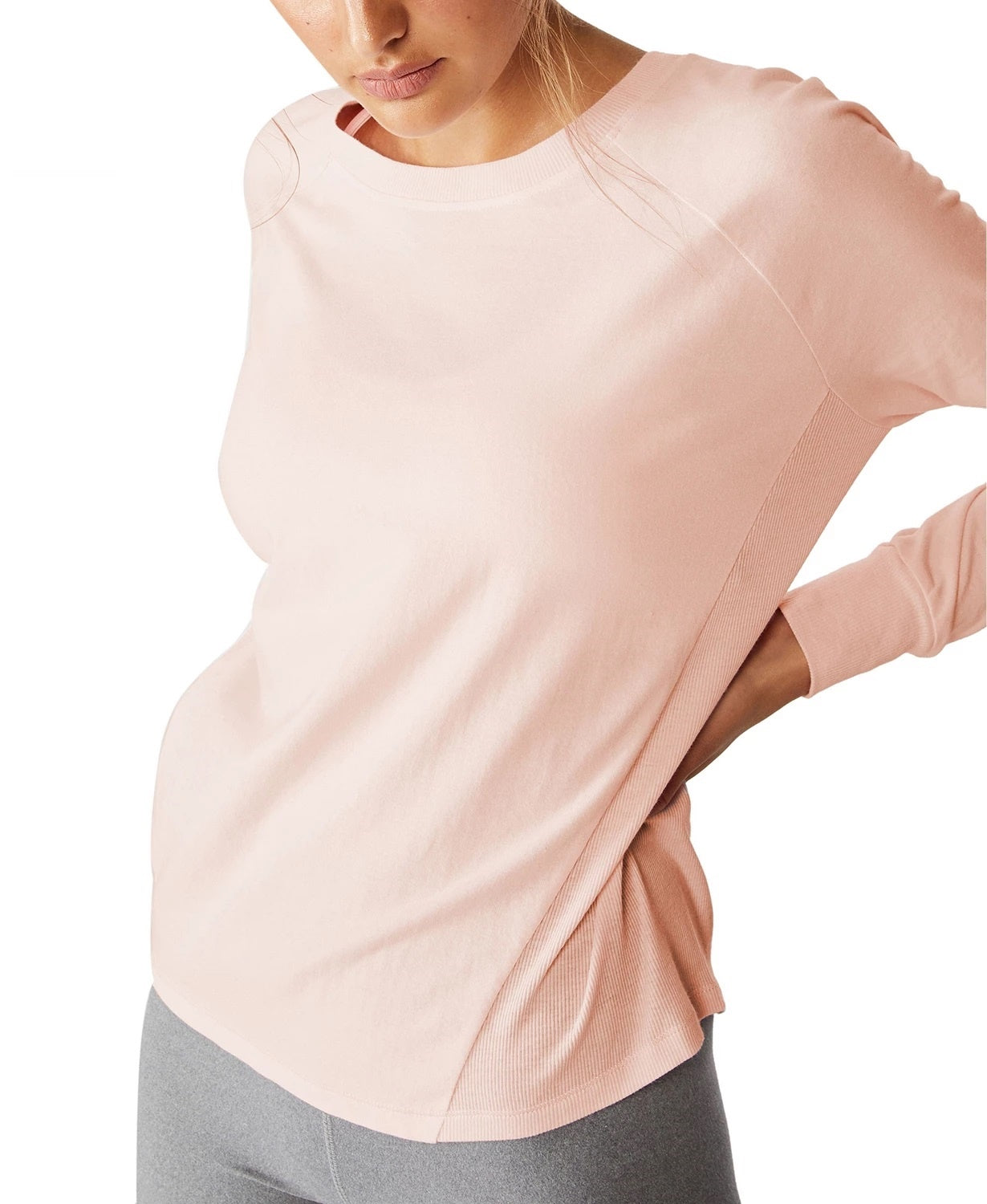 Cotton On Women's Active Rib Long Sleeve Top Pink Size Medium