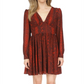 Michael Kors Snake Printed Long Sleeve Mini Dress Red