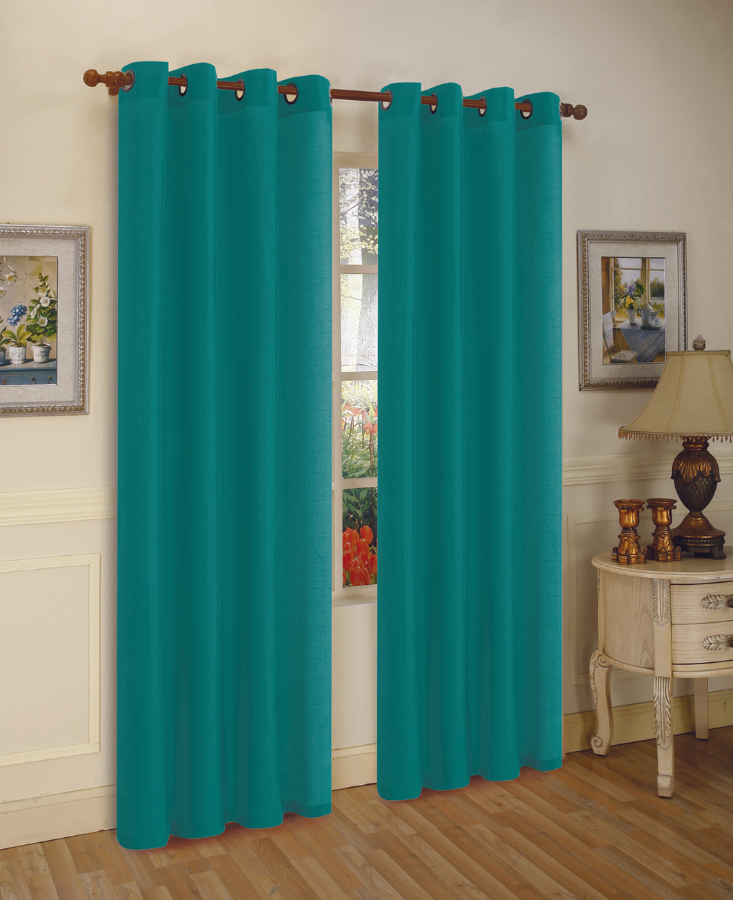 J&V TEXTILES 2 Panels Solid Grommet Faux Silk Window Curtain Drapes Treatment in 84" Length