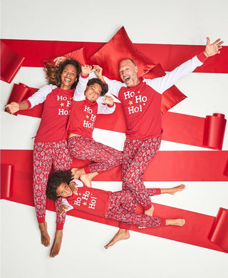 Family Pajamas Matching Kids Ornament Print Set Red Size 6-7
