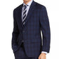 Michael Kors Men's Classic-Fit Airsoft Stretch Navy Blue Plaid Suit Jacket Navy Size 48