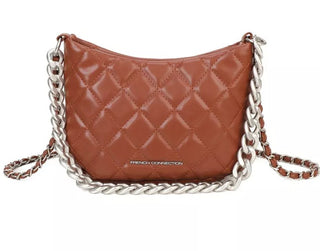 French Connection Eliza Diamond Quilted Metallic Chain Crossbody
