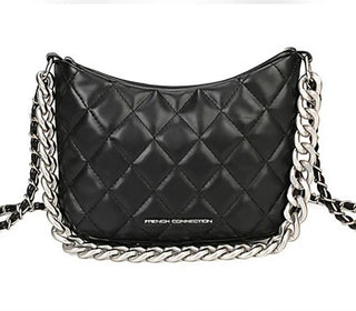 French Connection Eliza Diamond Quilted Metallic Chain Crossbody