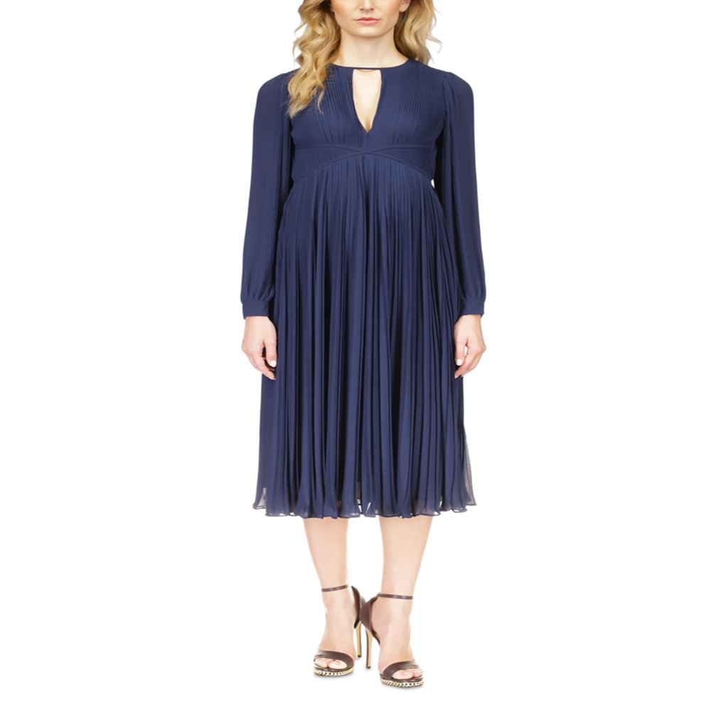 Michael Michael Kors Pleated Midi Dress Blue