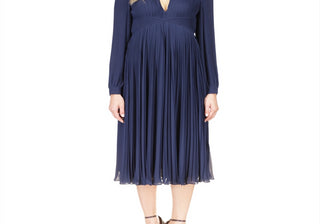 Michael Michael Kors Pleated Midi Dress Blue
