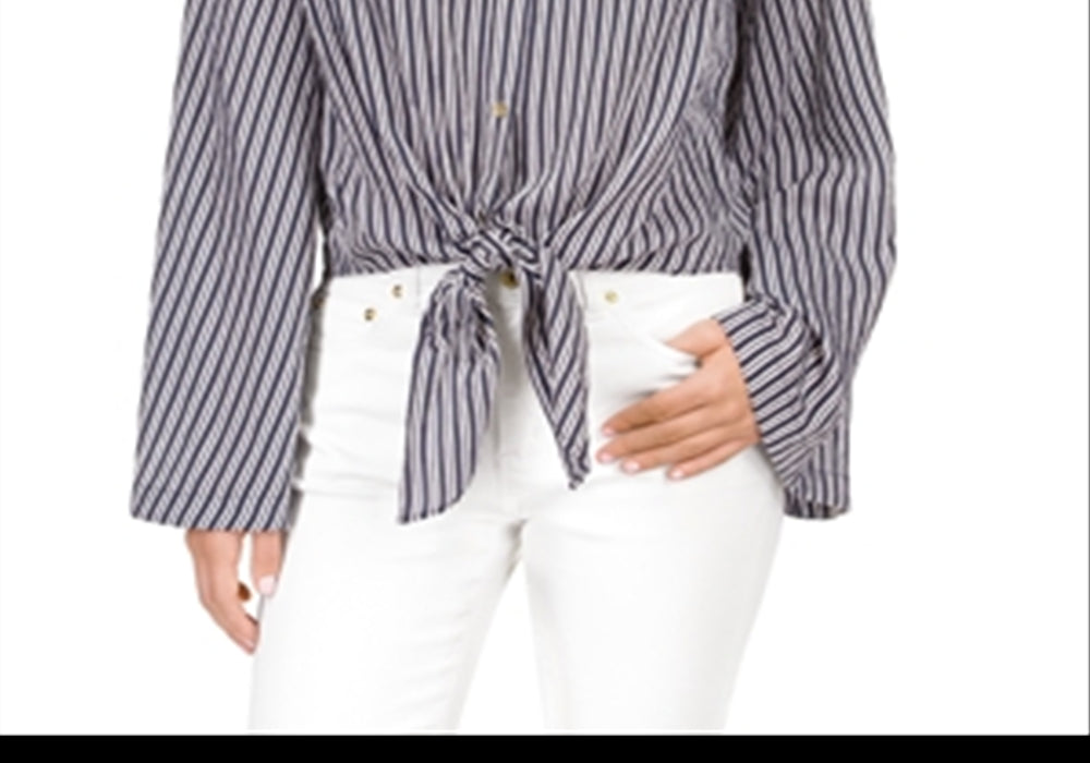 Michael Kors Halo Tie Hem Shirt Blue