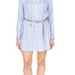 Michael Kors Pinstriped Satin Shirt Dress Blue