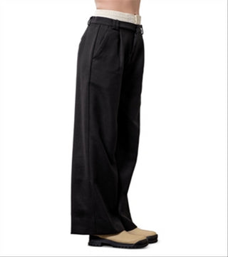 Moon River Layered Waistband Pants Black