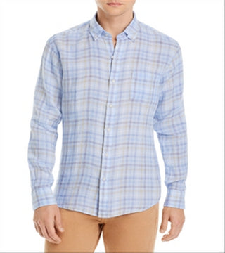 Peter Millar Regular Fit Beachwood Linen Shirt Blue Size L