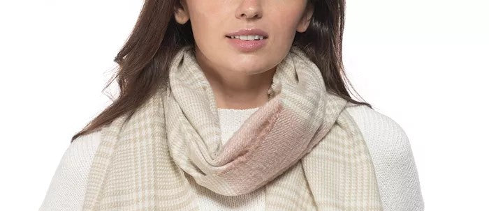 INC International Concepts Women's Plaid Colorblocked Scarf Grey Size Regular