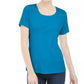 Karen Scott Women's Petite Cotton Scoop-Neck Top Blue Size Petite