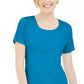 Karen Scott Women's Petite Cotton Scoop-Neck Top Blue Size Petite
