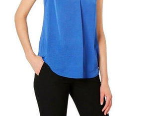 Alfani Women's Satin V-Neck Tank Top Dark Blue Size Small