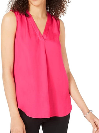 Alfani Women's Satin V-Neck Tank Top Pink Size Extra Large