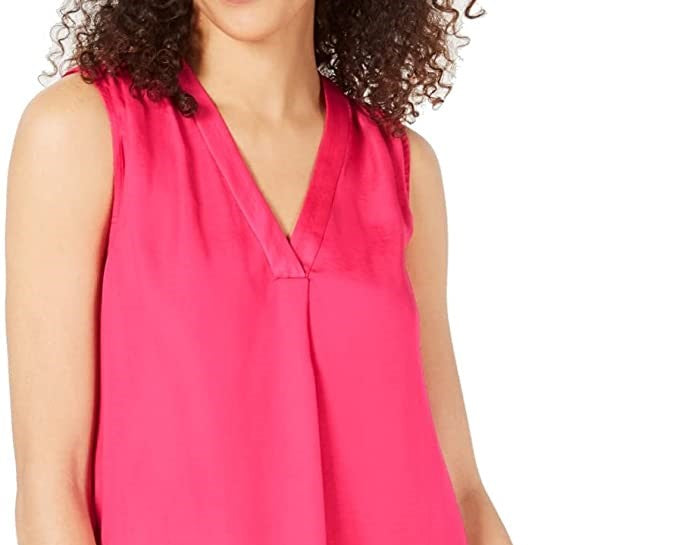 Alfani Women's Satin V-Neck Tank Top Pink Size Extra Small