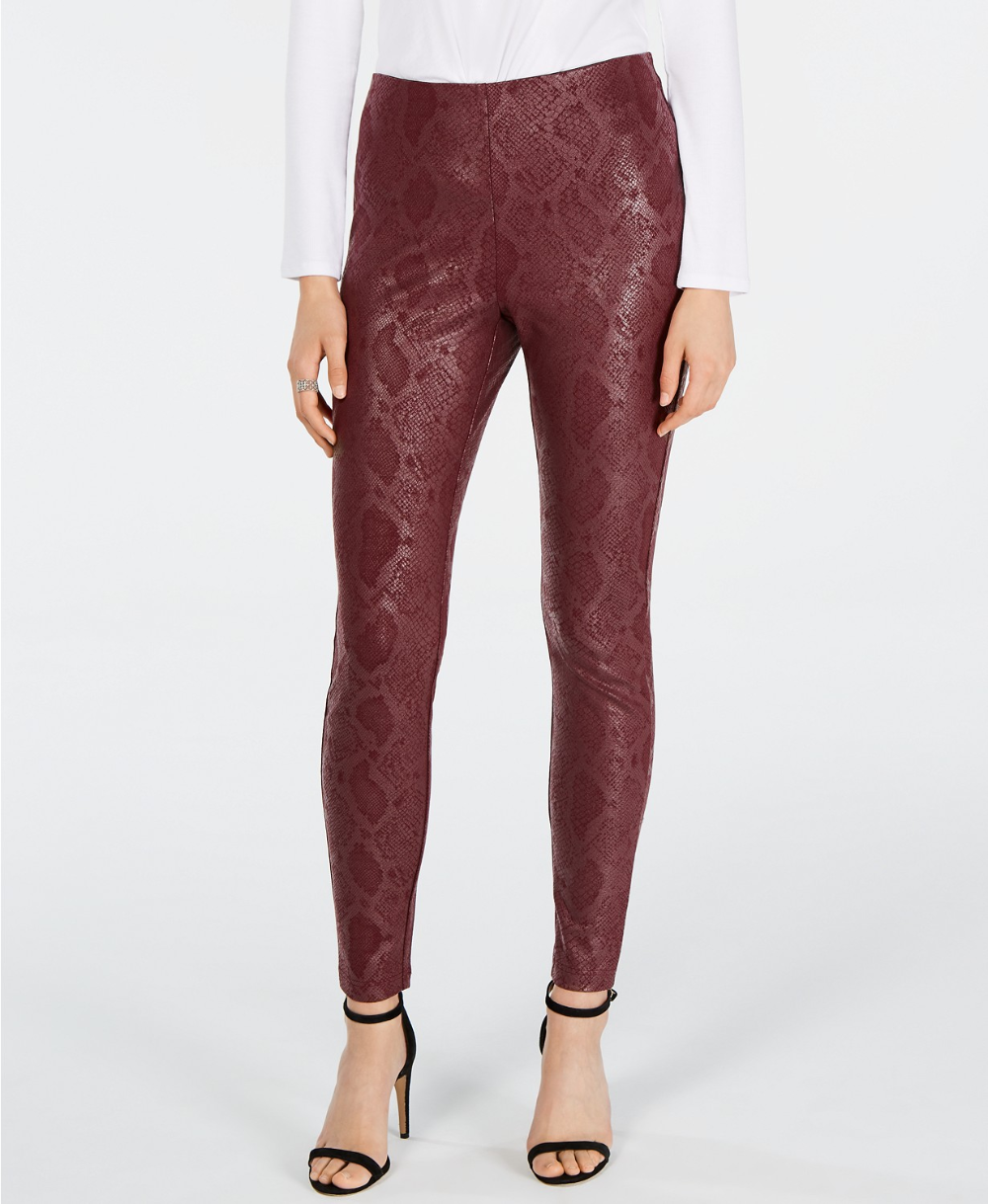 INC International Concepts Women's Snake-Print Skinny Pants Brown Size 10