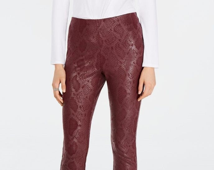 INC International Concepts Women's Snake-Print Skinny Pants Brown Size 4