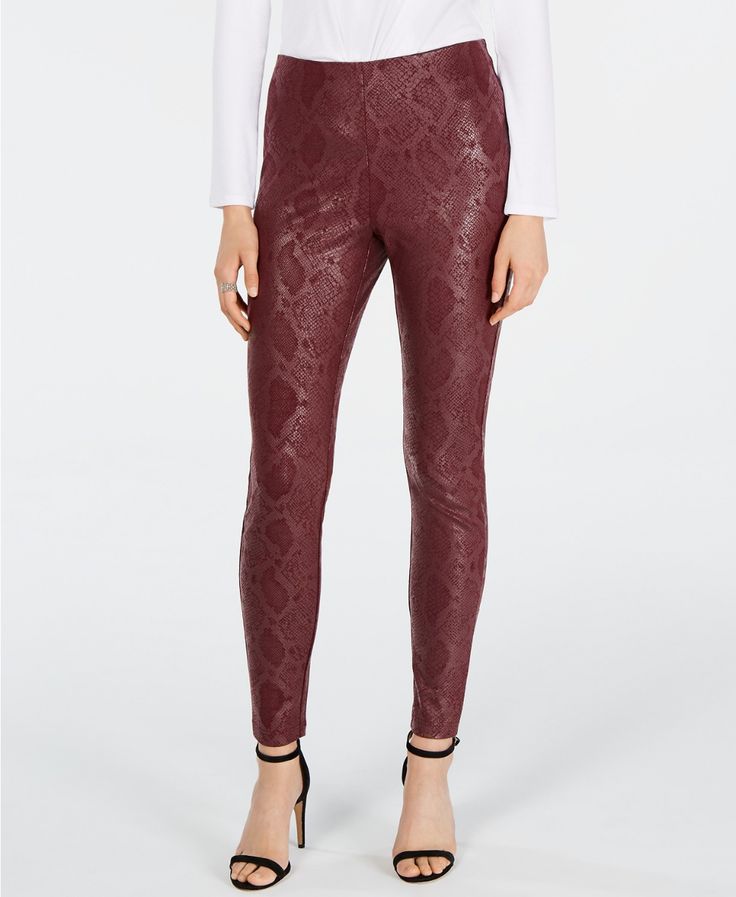 INC International Concepts Women's Snake-Print Skinny Pants Brown Size 6