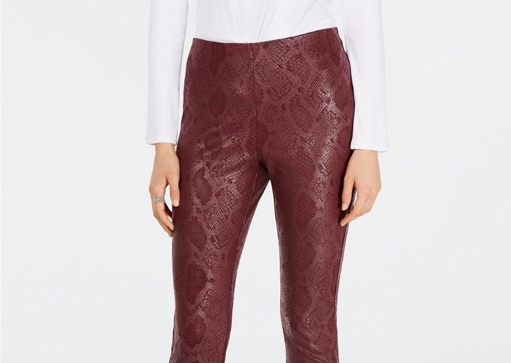 INC International Concepts Women's Snake-Print Skinny Pants Brown Size 6