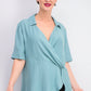 Alfani Women's Collared Surplice Blouse Green Size X-Large