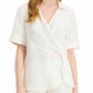 Alfani Women's Collared Surplice Blouse White Size Small