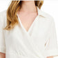 Alfani Women's Collared Surplice Blouse White Size Small