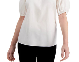 Alfani Women's Smocked-Shoulder Top White Size Extra Large