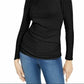 INC International Concepts Women's Long-Sleeve Draped T-Shirt Black Size X-Small