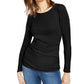 INC International Concepts Women's Long-Sleeve Draped T-Shirt Black Size XX Large