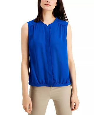 Alfani Women's Band Collar Blouse Blue Size X-Large