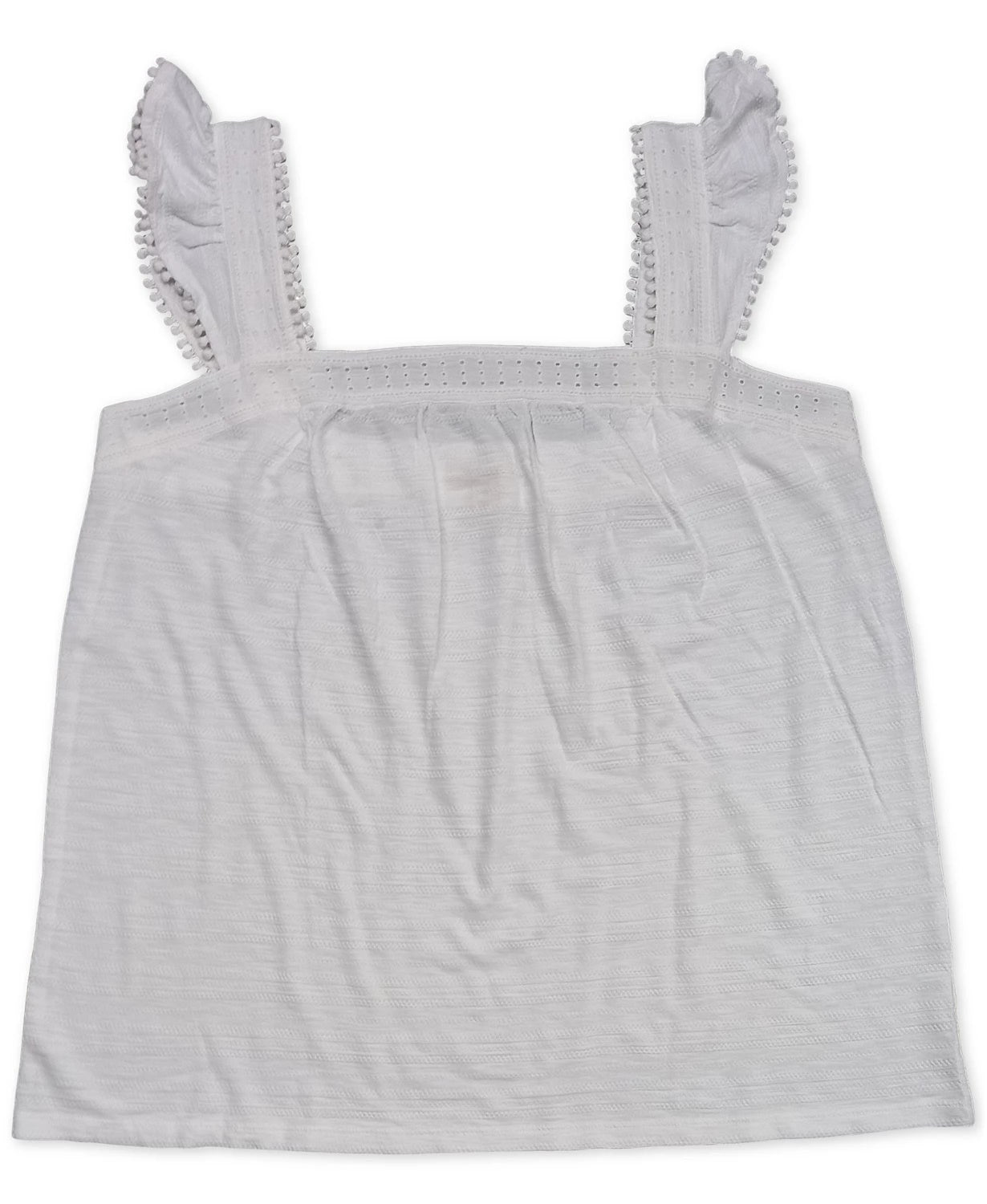Style & Co Women's Embroidered Flutter-Strap Tank Top White Size Medium