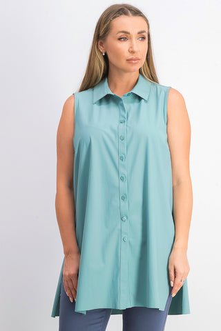 Alfani Women's Sleeveless Knit Button-Front Tunic Green Size Large