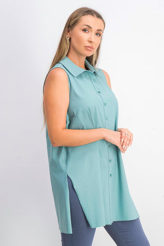 Alfani Women's Sleeveless Knit Button-Front Tunic Green Size Large