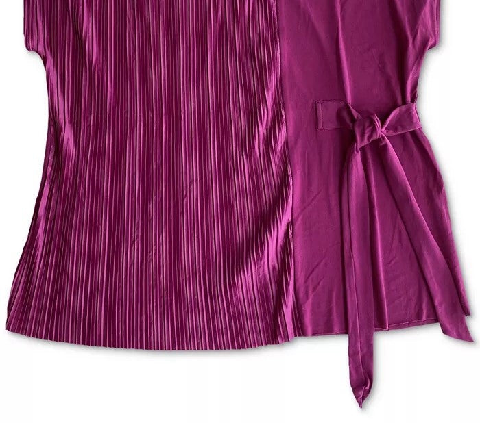 Alfani Women's Pleated Side-Tie Top Pink Size Small