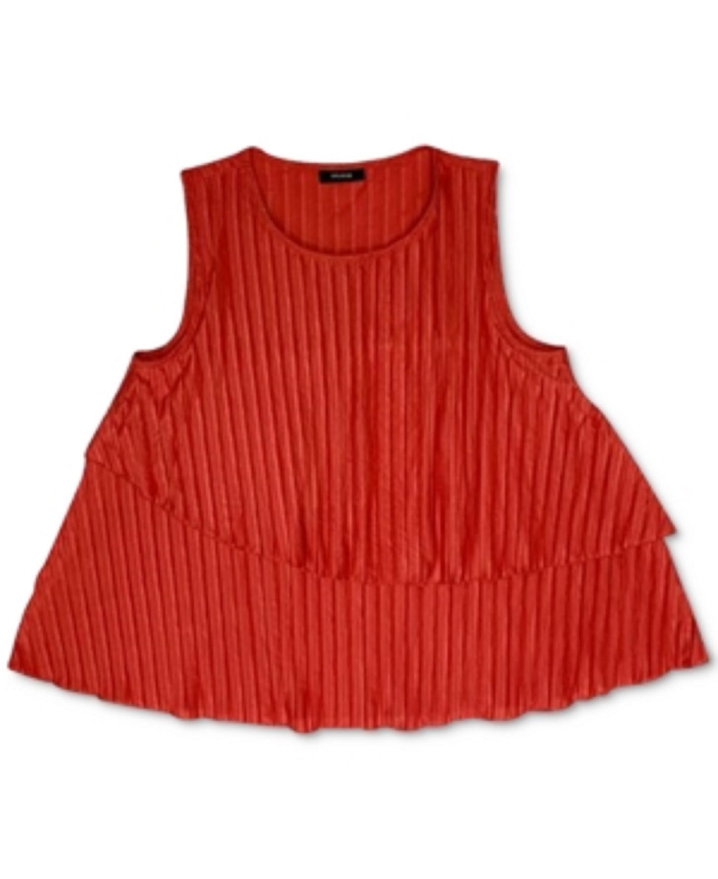 Alfani Women's Solid Ribbed Overlay Top Orange Size Medium