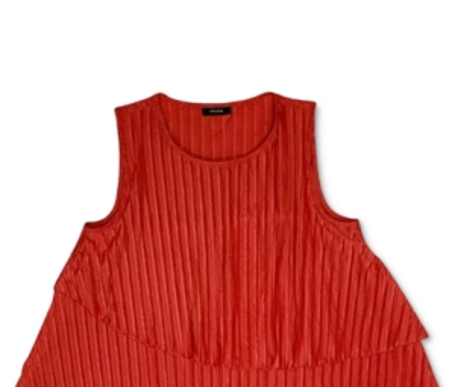 Alfani Women's Solid Ribbed Overlay Top Orange Size Medium