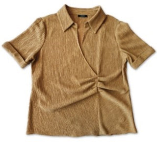 Alfani Women's Pleated-Waist Top Beige Size Medium