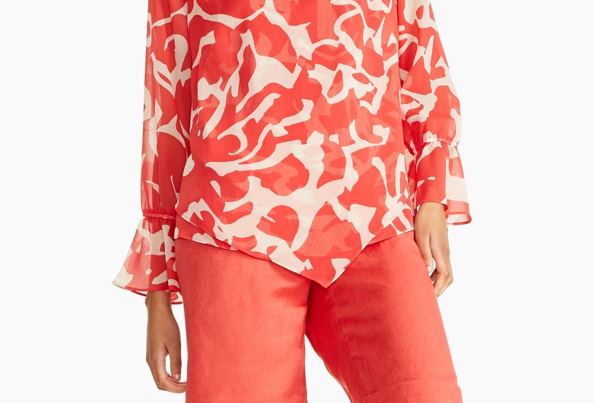 Alfani Women's Printed Blouse Wine Size Large