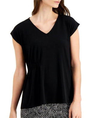 Alfani Women's Ruched Side Top Black Size Medium