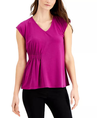 Alfani Women's Ruched-Side Top Pink Size Large