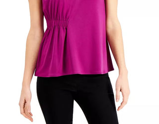 Alfani Women's Ruched-Side Top Pink Size Large