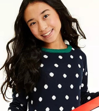 Charter Club Women's Big Girls Dot Sweater Blue Size Small