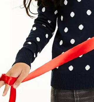 Charter Club Women's Big Girls Dot Sweater Blue Size Small