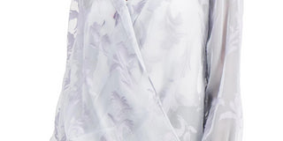 Alfani Women's Faux-Wrap Burnout-Detail Blouse Gray Size Extra Large