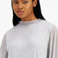 Alfani Women's Metallic Ruffle Neck Top Grey Size XX-Large